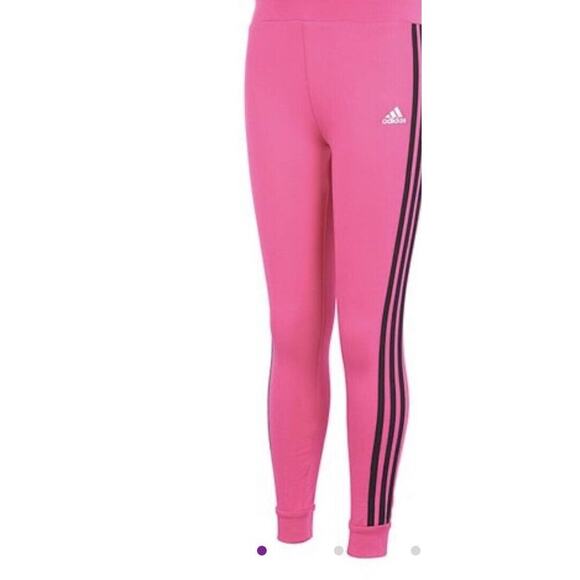 Adidas Girls Leggings Neon Pink - Picture 1 of 5